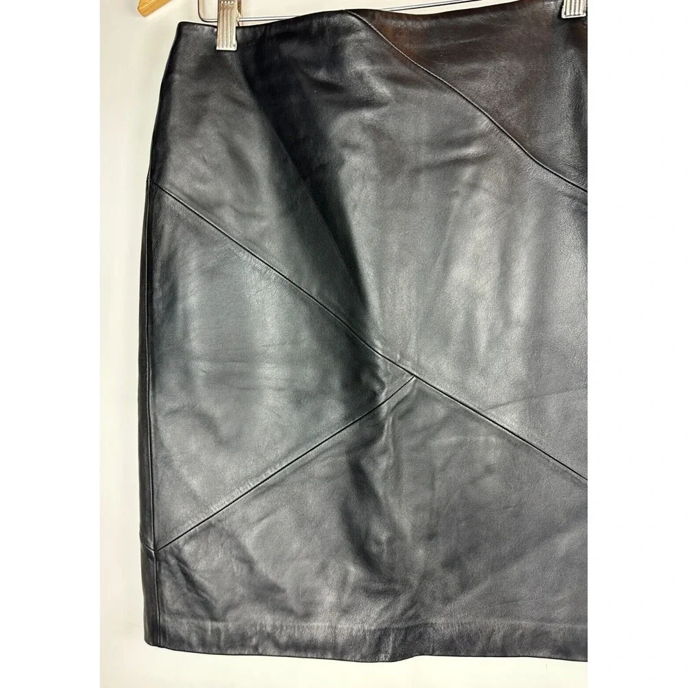 Valerie Stevens Separates 100% Leather Skirt Soft Black Pencil 90's Y2K Size 8 - Picture 12 of 15